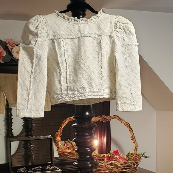 LoveShackFancy Elmont Denim Jacket Small/Medium - Picture 11 of 14